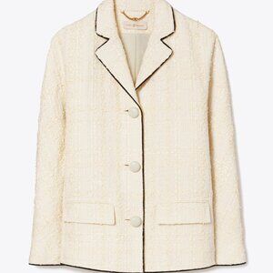 Tory Burch Plaid Tweed Jacket, Ivory, Size 12 (New Never Worn with Tags)